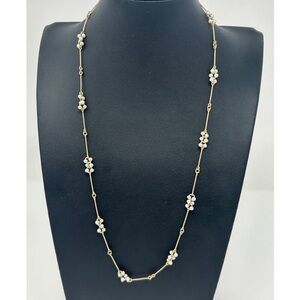 Elegant Avon Gold-Toned and Faux White Pearl Necklace 80s Vintage 24” chain